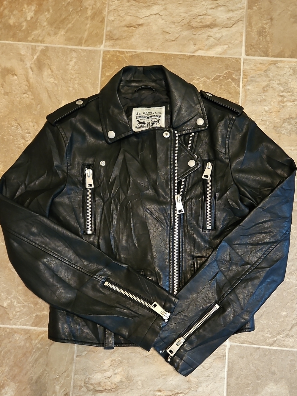 Levi's Black Leather Biker Jacket - Women's
